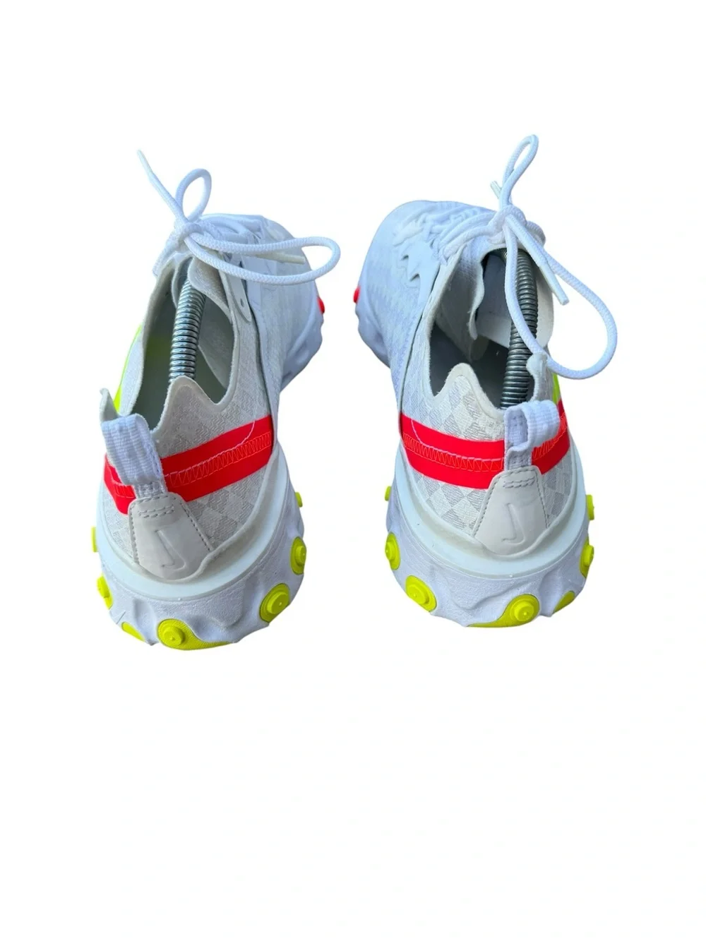 Nike Men’s React Element 55 Checkered White Volt Crimson Sneakers Size 9